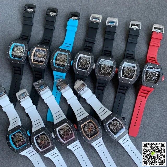 Richard Mille RM055 KV Factory 1:1 Best Edition Replica Watch V2 Carbon Fiber White Rubber Strap
