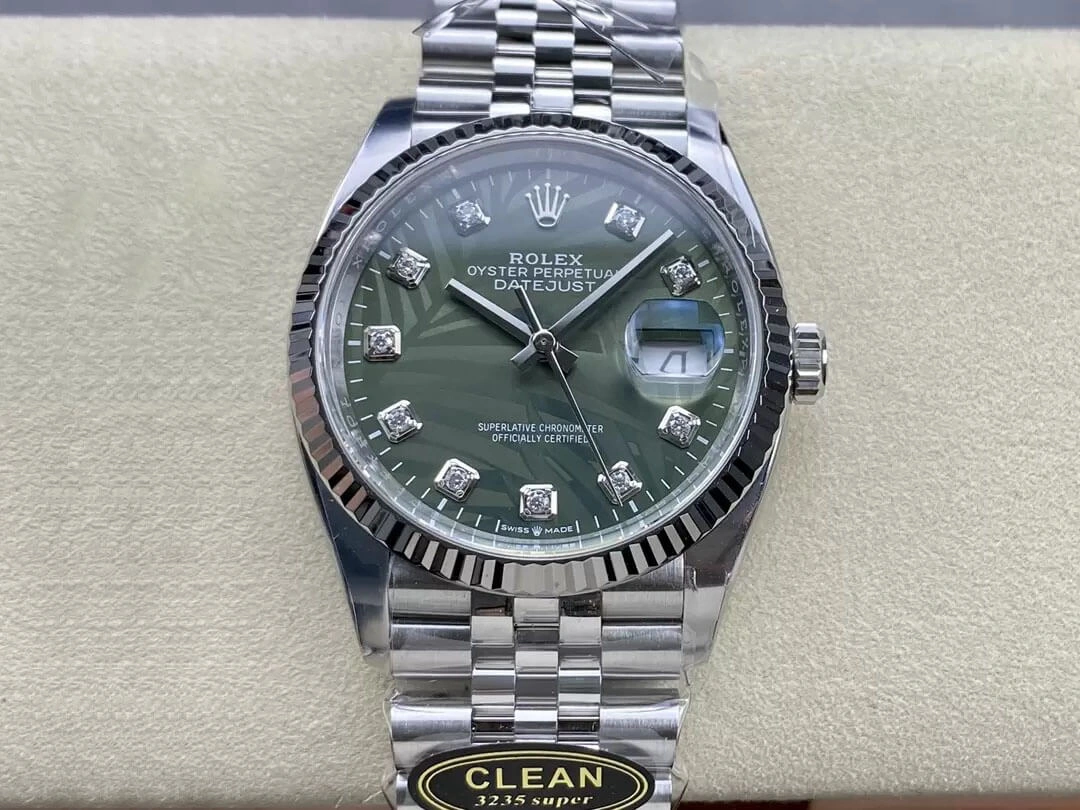 Rolex Datejust M126234-0055 36MM Clean Factory 1:1 Best Edition Replica Watch Green Diamond Dial
