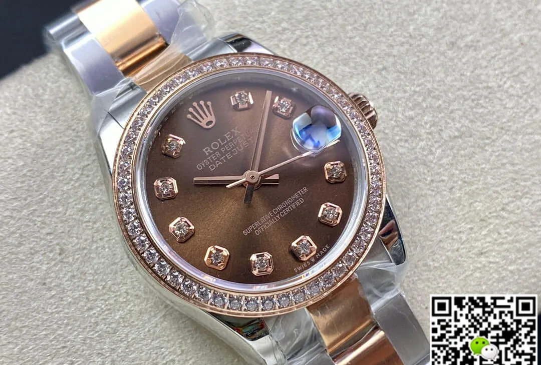 Rolex Datejust M278381RBR-0027 31MM EW Factory 1:1 Best Edition Replica Watch Brown Diamond Dial