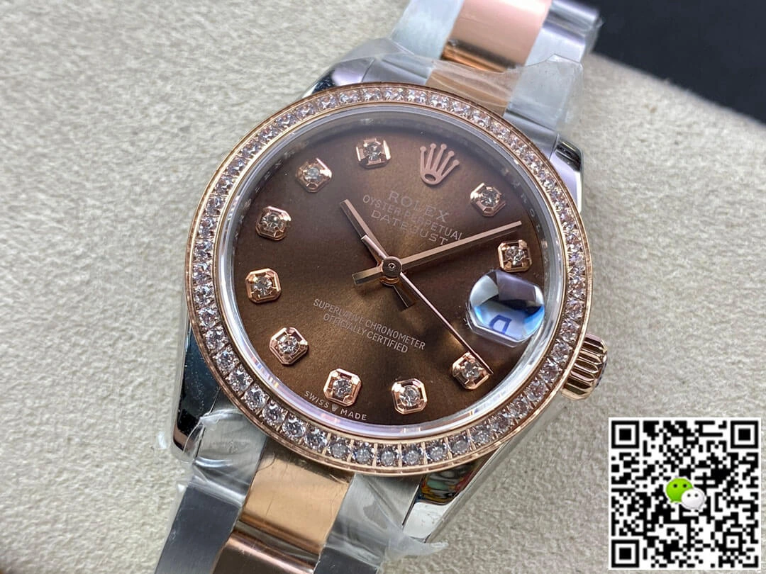Rolex Datejust M278381RBR-0027 31MM EW Factory 1:1 Best Edition Replica Watch Brown Diamond Dial