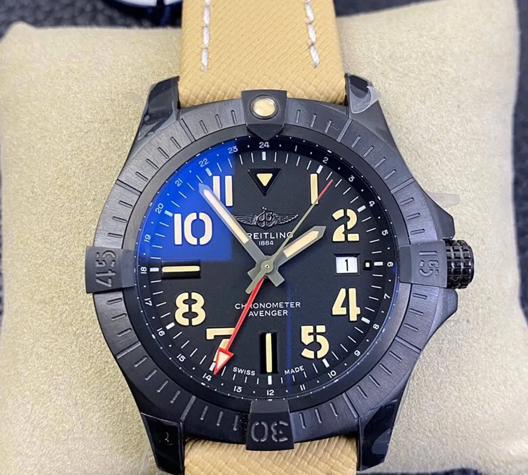 Breitling Avenger GMT 45 V32395101B1X1 GF Factory 1:1 Best Edition Replica Watch Black Titanium Case