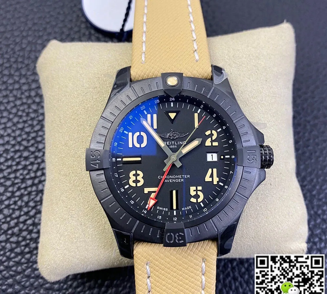 Breitling Avenger GMT 45 V32395101B1X1 GF Factory 1:1 Best Edition Replica Watch Black Titanium Case
