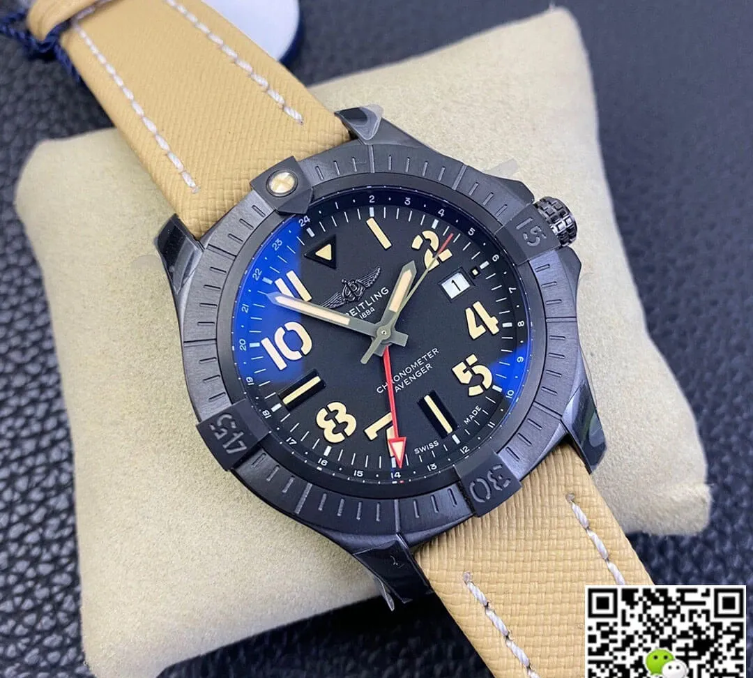 Breitling Avenger GMT 45 V32395101B1X1 GF Factory 1:1 Best Edition Replica Watch Black Titanium Case