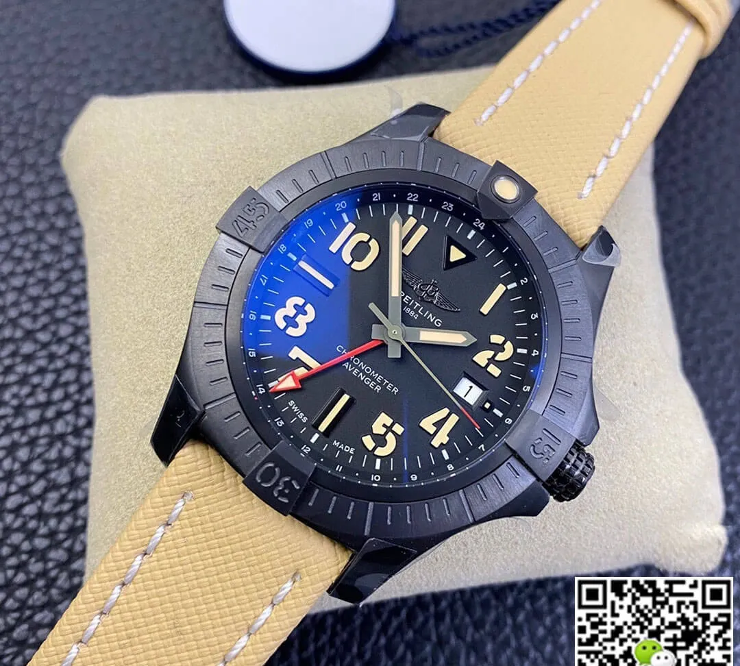 Breitling Avenger GMT 45 V32395101B1X1 GF Factory 1:1 Best Edition Replica Watch Black Titanium Case