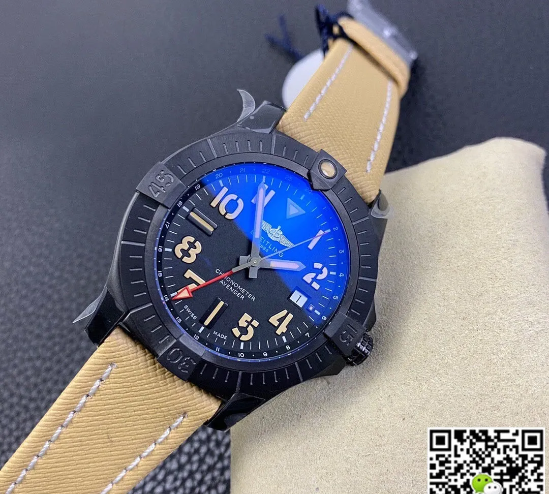Breitling Avenger GMT 45 V32395101B1X1 GF Factory 1:1 Best Edition Replica Watch Black Titanium Case