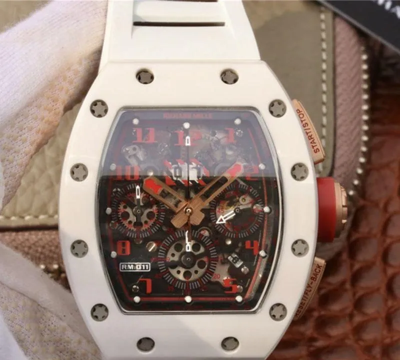 Richard Mille RM011 KV Factory 1:1 Best Edition Replica Watch Swiss ETA7750 Red Hour Mark