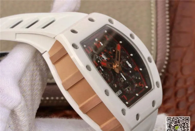 Richard Mille RM011 KV Factory 1:1 Best Edition Replica Watch Swiss ETA7750 Red Hour Mark
