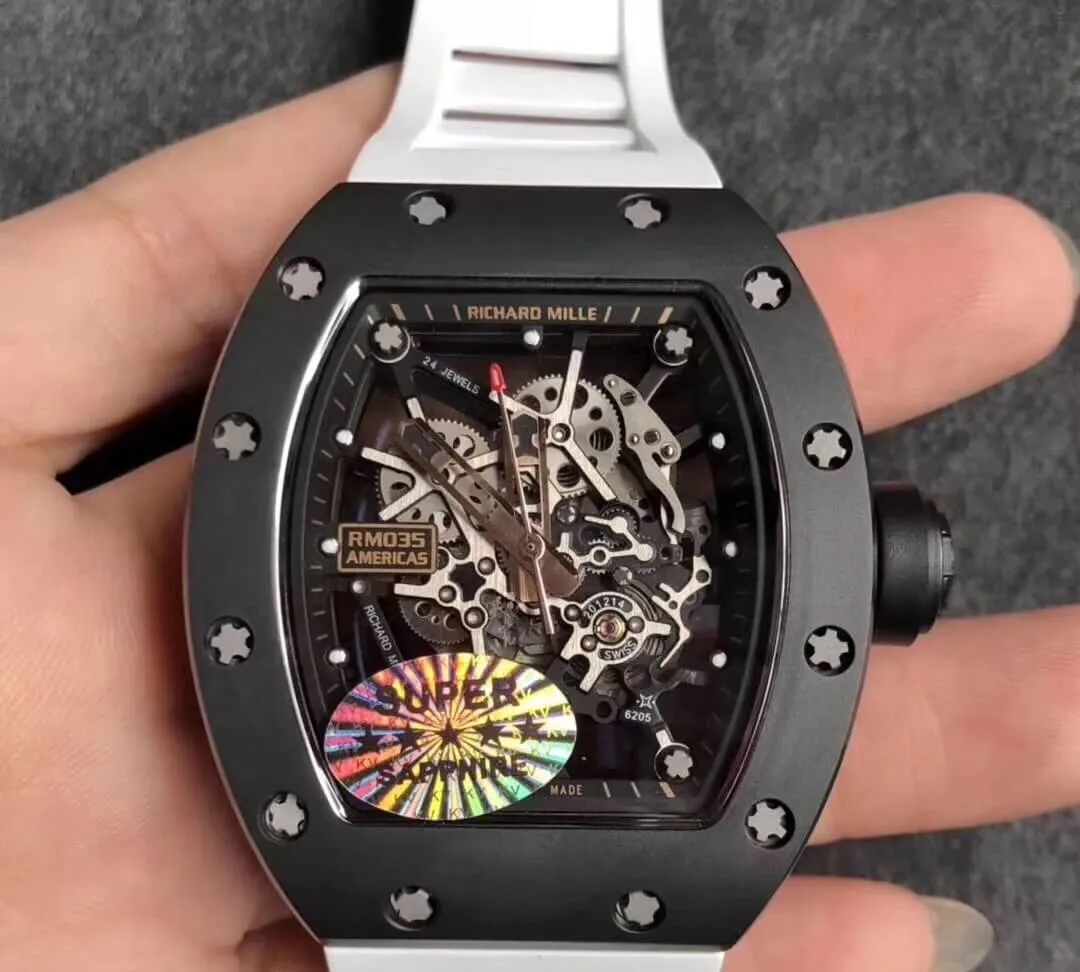 Richard Mille RM035 Americas KV Factory 1:1 Best Edition Replica Watch White Rubber Strap