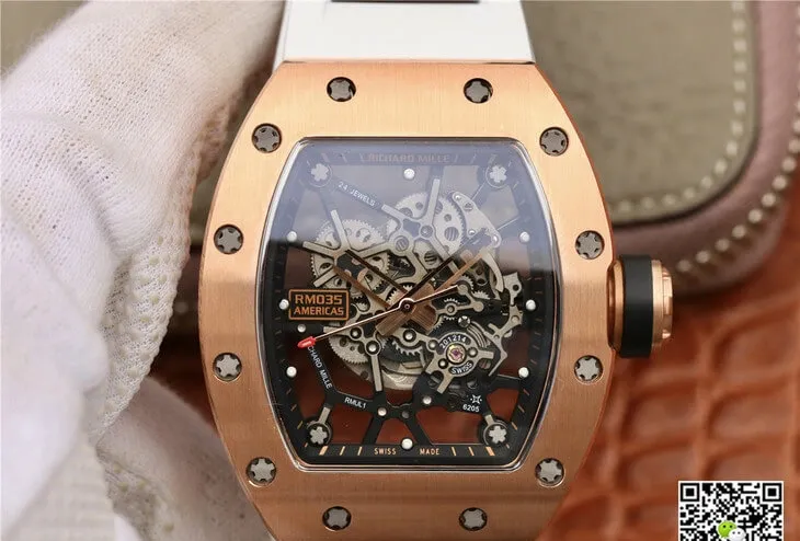 Richard Mille RM035 Americas KV Factory 1:1 Best Edition Replica Watch White Rubber Strap