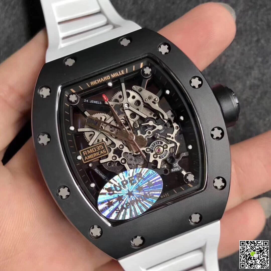Richard Mille RM035 Americas KV Factory 1:1 Best Edition Replica Watch White Rubber Strap
