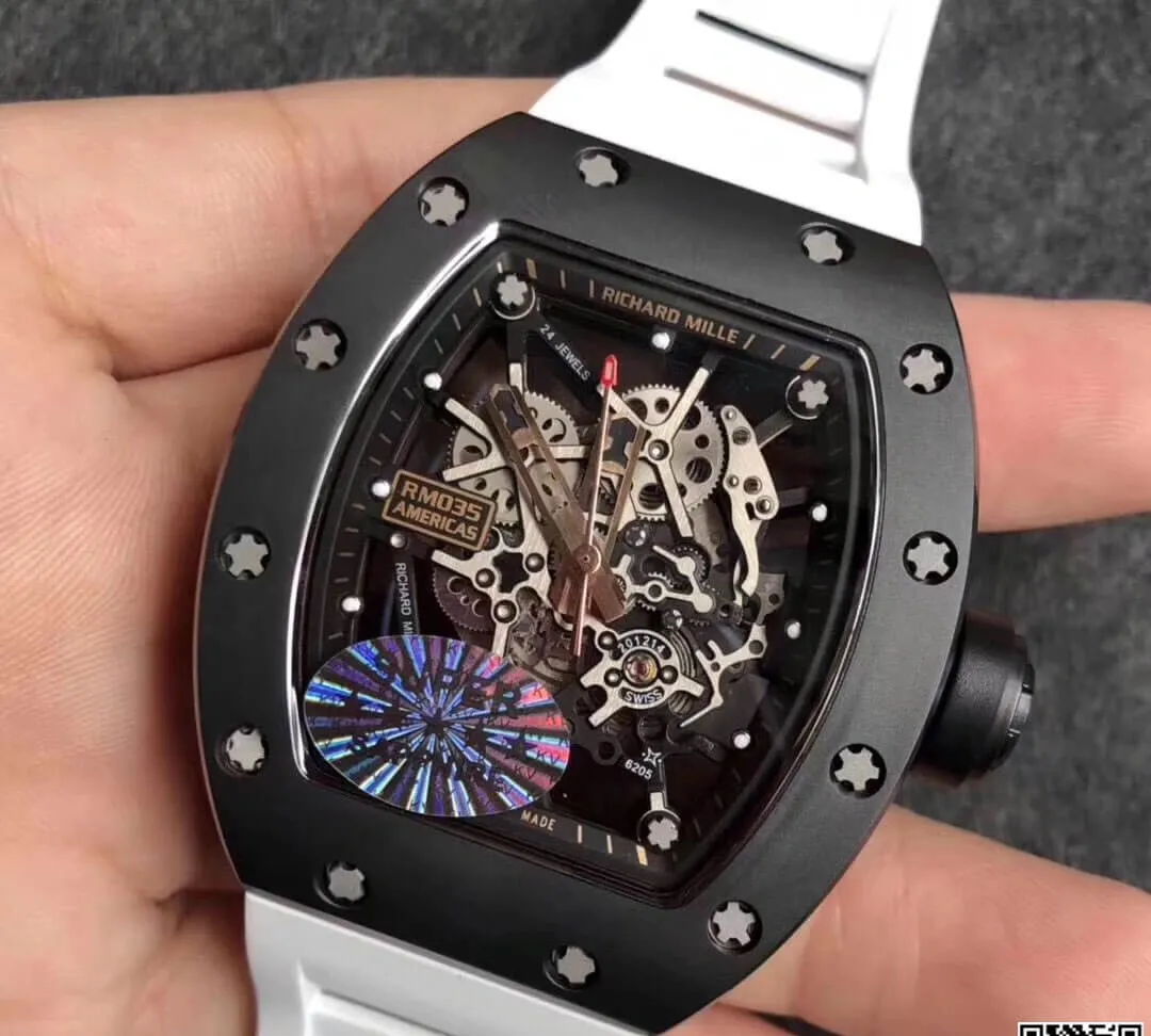 Richard Mille RM035 Americas KV Factory 1:1 Best Edition Replica Watch White Rubber Strap