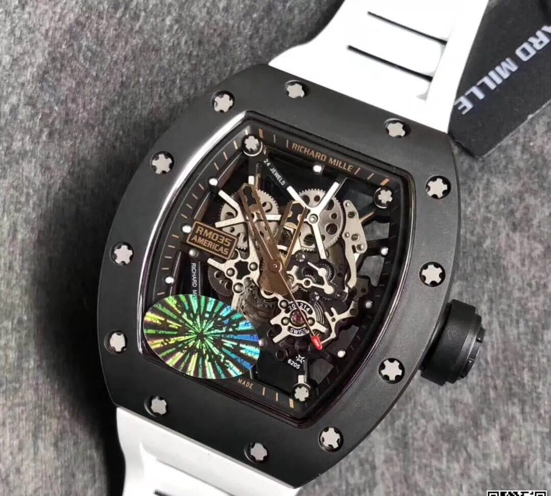 Richard Mille RM035 Americas KV Factory 1:1 Best Edition Replica Watch White Rubber Strap