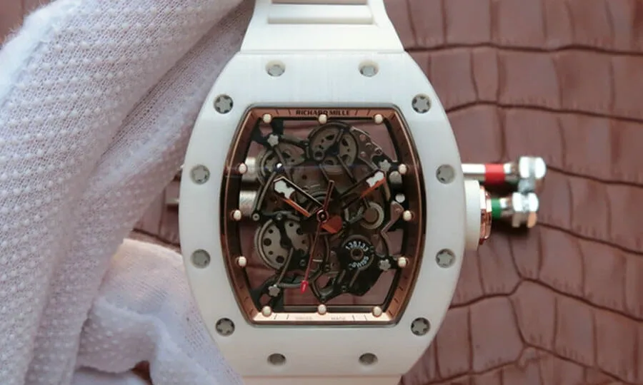 Richard Mille RM055 KV Factory 1:1 Best Edition Replica Watch White Ceramic Skeleton Dial