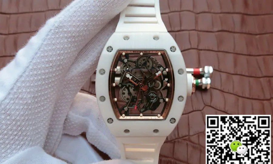 Richard Mille RM055 KV Factory 1:1 Best Edition Replica Watch White Ceramic Skeleton Dial