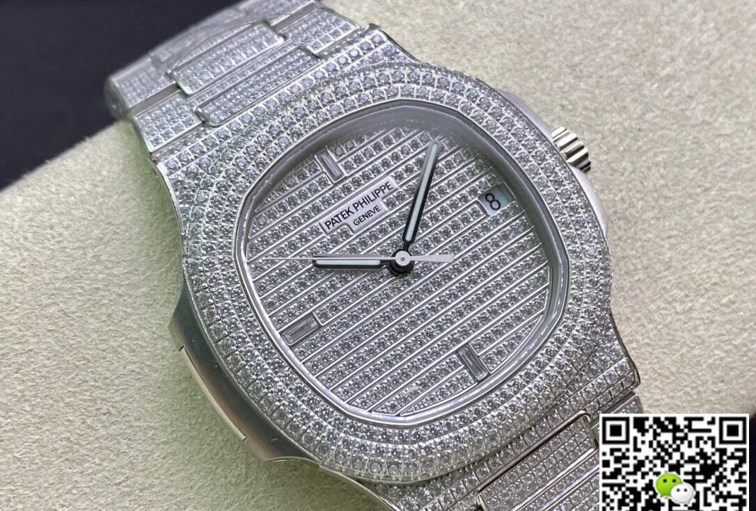 Patek Philippe Nautilus 5719 1G-001 PPF Factory 1:1 Best Edition Replica Watch Full Diamond Strap