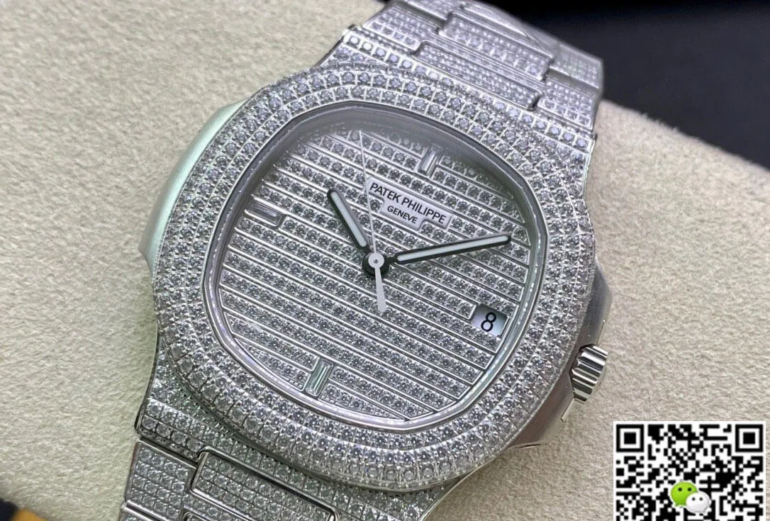 Patek Philippe Nautilus 5719 1G-001 PPF Factory 1:1 Best Edition Replica Watch Full Diamond Strap
