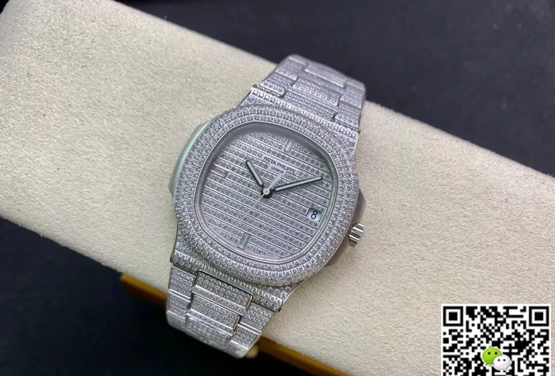 Patek Philippe Nautilus 5719 1G-001 PPF Factory 1:1 Best Edition Replica Watch Full Diamond Strap