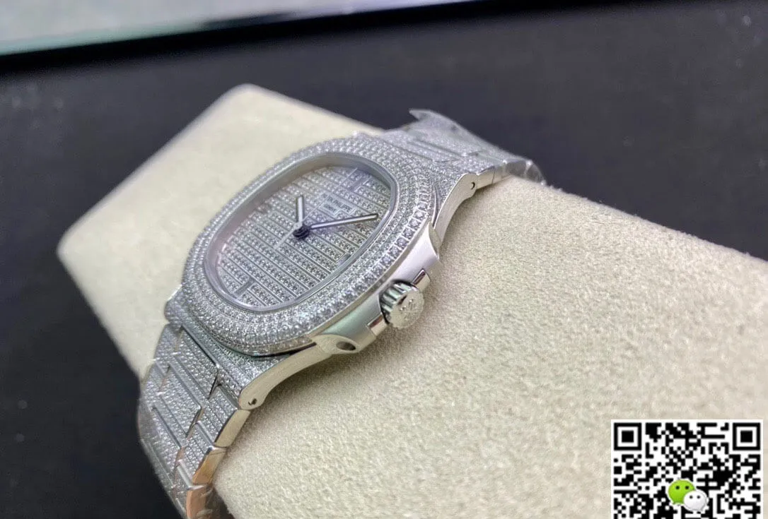 Patek Philippe Nautilus 5719 1G-001 PPF Factory 1:1 Best Edition Replica Watch Full Diamond Strap
