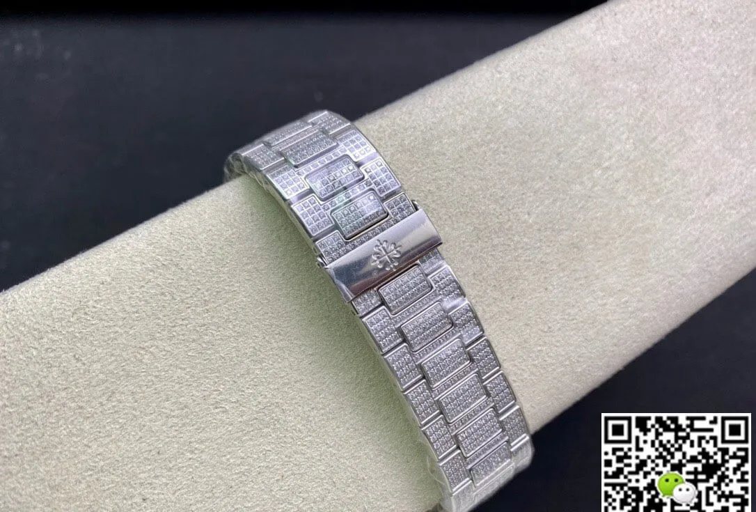 Patek Philippe Nautilus 5719 1G-001 PPF Factory 1:1 Best Edition Replica Watch Full Diamond Strap