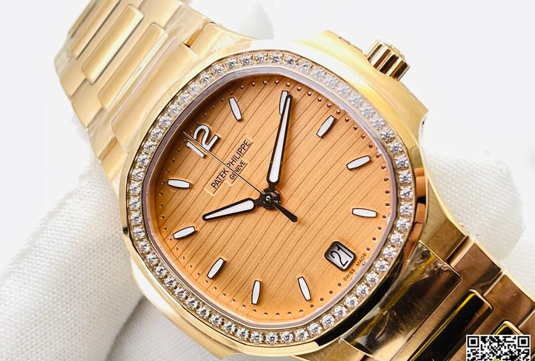 Patek Philippe Nautilus Ladies 7118 1200R-010 3K Factory 1:1 Best Edition Replica Watch Gold Dial
