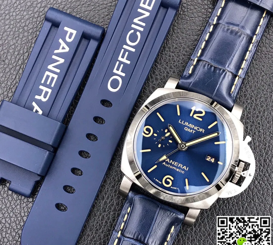Panerai Luminor GMT PAM01033 VS Factory 1:1 Best Edition Replica Watch Blue Strap