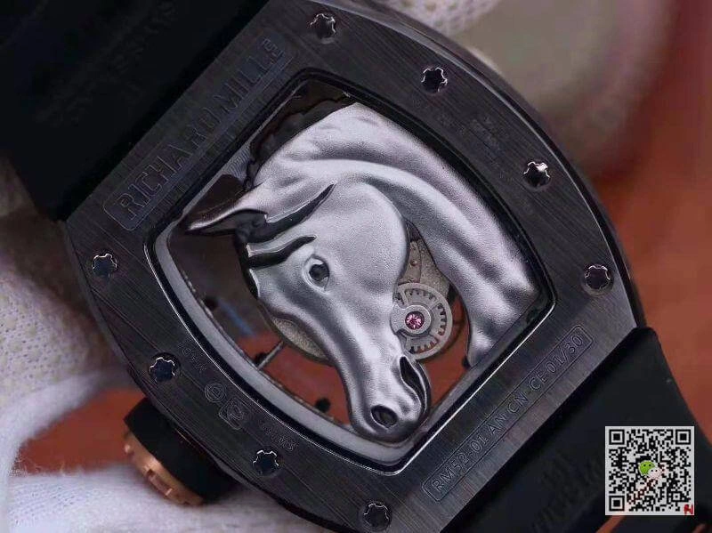 Richard Mille RM52-02 KV Factory 1:1 Best Edition Replica Watch Swiss ETA8215 Silver Horse Dial