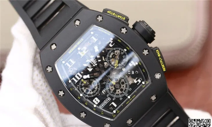 Richard Mille RM-011 KV Factory 1:1 Best Edition Replica Watch Black Case