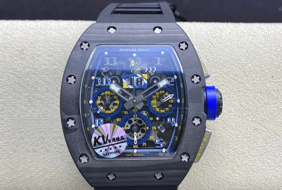 Richard Mille RM-011 KV Factory 1:1 Best Edition Replica Watch Carbon Fiber Case