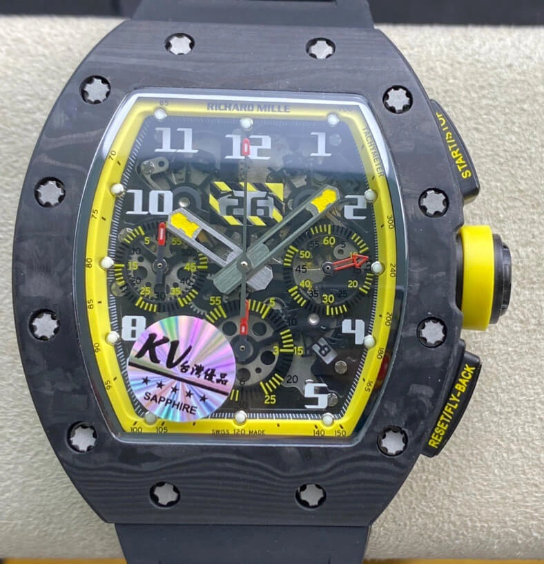 Richard Mille RM-011 KV Factory 1:1 Best Edition Replica Watch Carbon Fiber Case