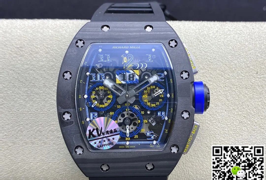 Richard Mille RM-011 KV Factory 1:1 Best Edition Replica Watch Carbon Fiber Case