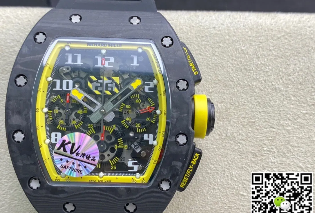 Richard Mille RM-011 KV Factory 1:1 Best Edition Replica Watch Carbon Fiber Case