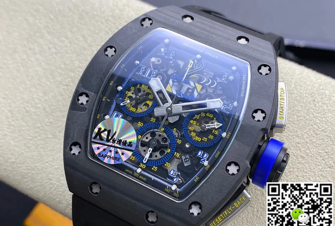 Richard Mille RM-011 KV Factory 1:1 Best Edition Replica Watch Carbon Fiber Case