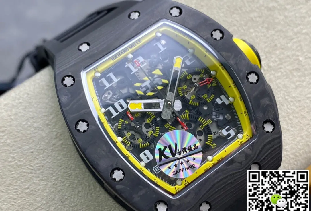 Richard Mille RM-011 KV Factory 1:1 Best Edition Replica Watch Carbon Fiber Case
