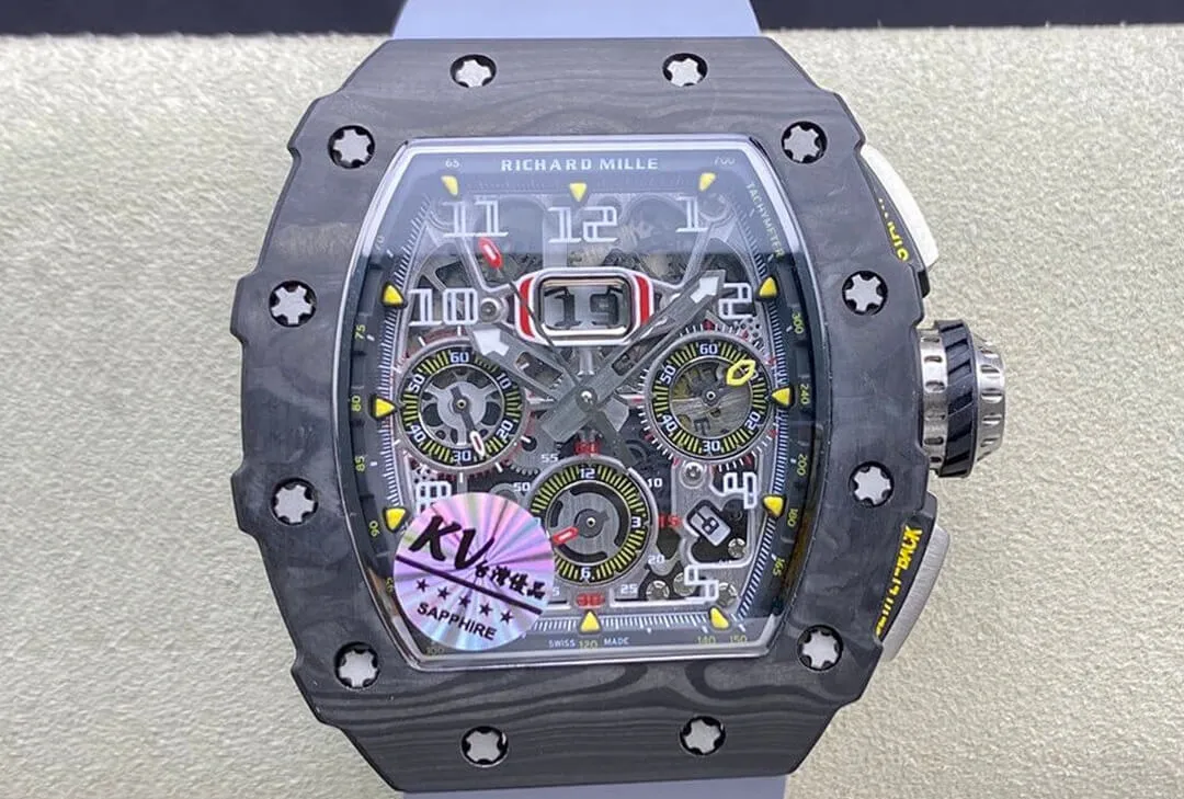 Richard Mille RM-011 KV Factory 1:1 Best Edition Replica Watch Rubber Strap