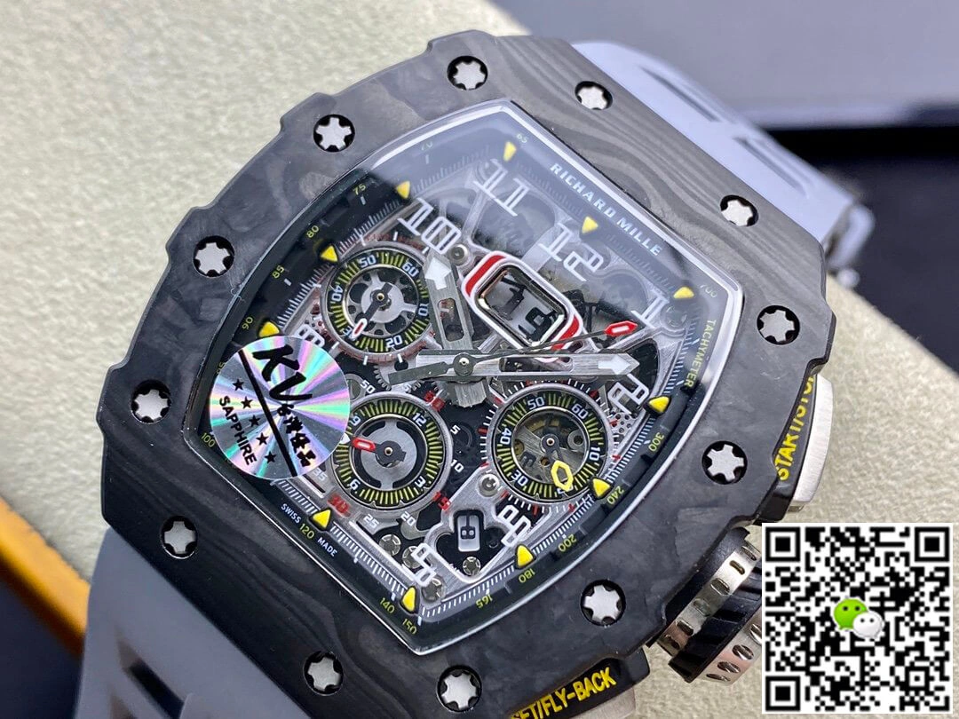 Richard Mille RM-011 KV Factory 1:1 Best Edition Replica Watch Rubber Strap