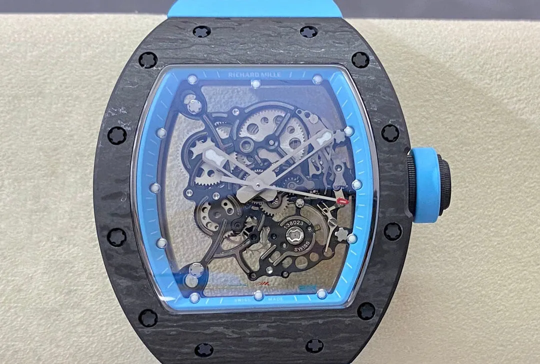 Richard Mille RM-055 BBR Factory 1:1 Best Edition Replica Watch Blue Rubber Strap