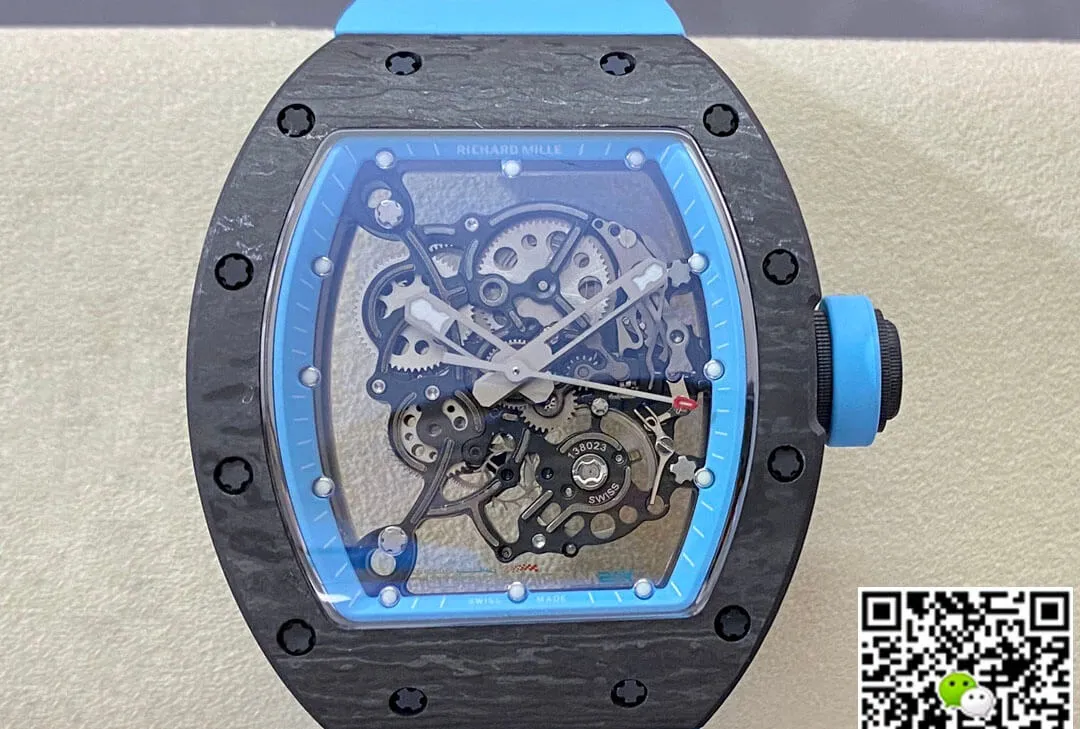 Richard Mille RM-055 BBR Factory 1:1 Best Edition Replica Watch Blue Rubber Strap