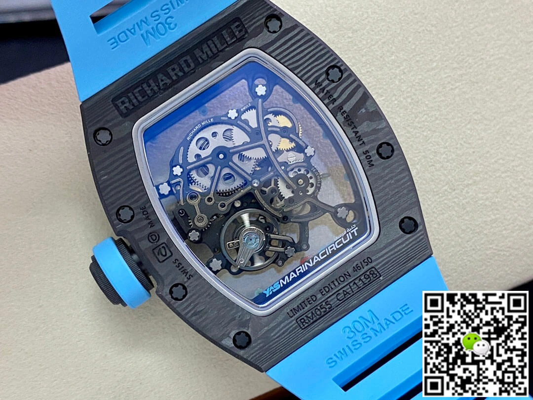 Richard Mille RM-055 BBR Factory 1:1 Best Edition Replica Watch Blue Rubber Strap