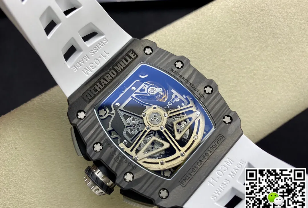 Richard Mille RM011-03 KV Factory 1:1 Best Edition Replica Watch White Strap