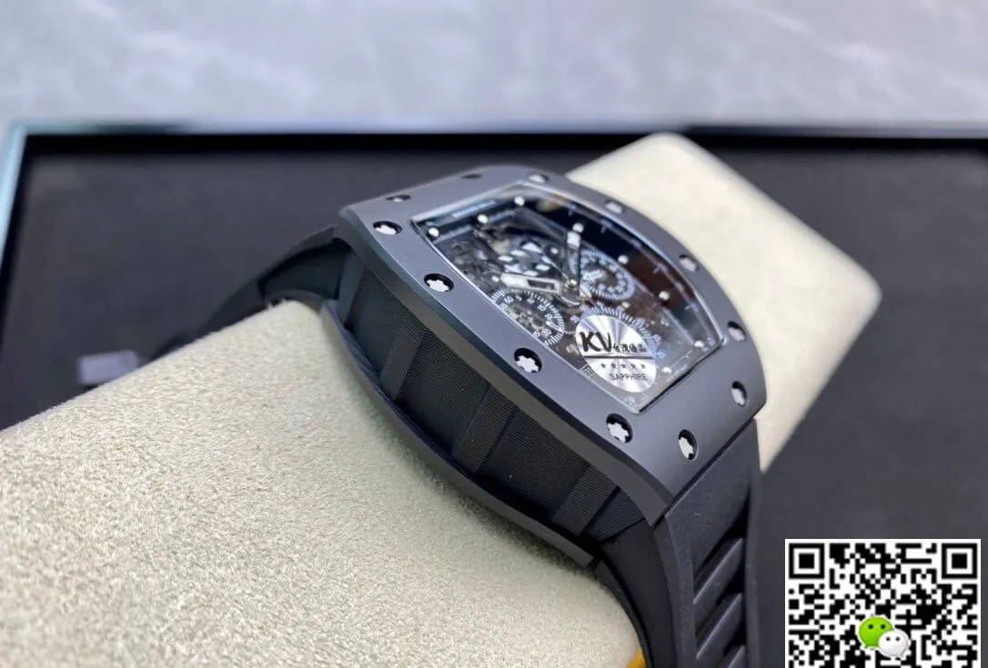Richard Mille RM011 KV Factory 1:1 Best Edition Replica Watch Black Rubber Strap