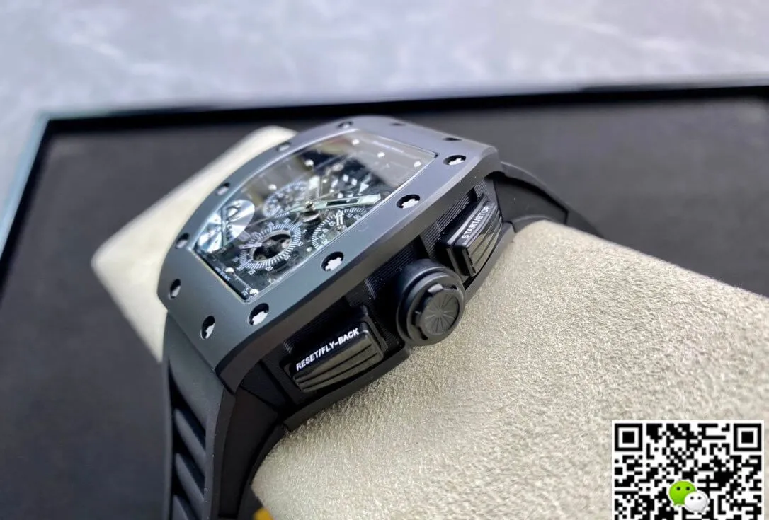Richard Mille RM011 KV Factory 1:1 Best Edition Replica Watch Black Rubber Strap