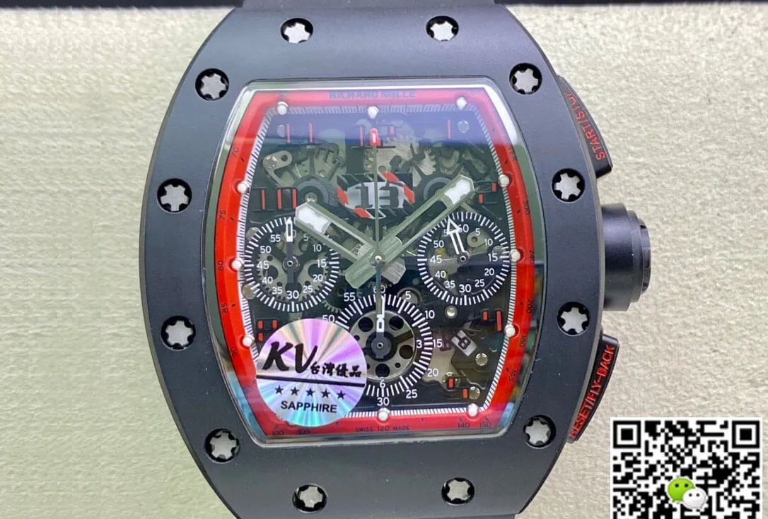 Richard Mille RM011 KV Factory 1:1 Best Edition Replica Watch Black Strap