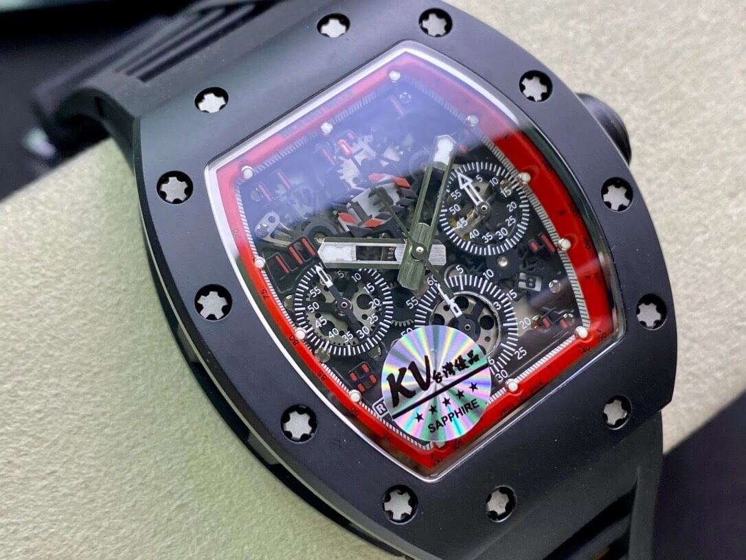 Richard Mille RM011 KV Factory 1:1 Best Edition Replica Watch Black Strap