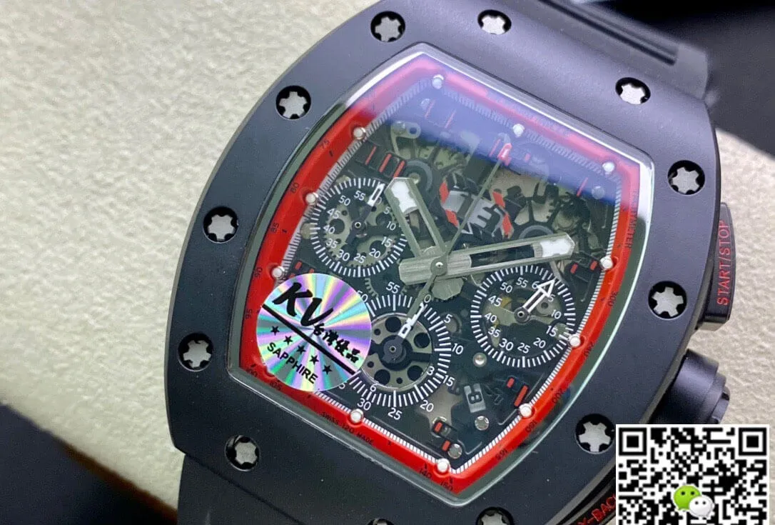 Richard Mille RM011 KV Factory 1:1 Best Edition Replica Watch Black Strap