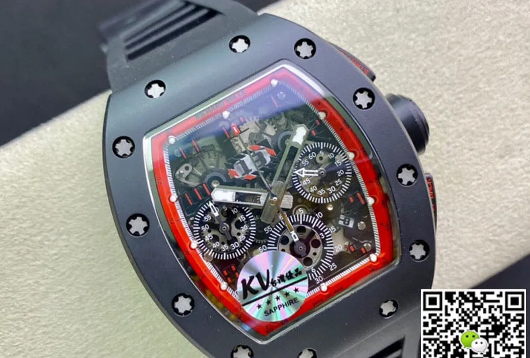 Richard Mille RM011 KV Factory 1:1 Best Edition Replica Watch Black Strap