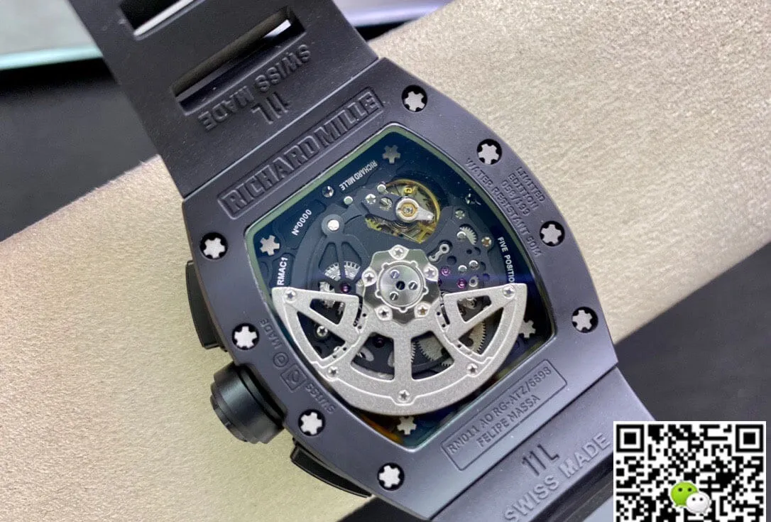Richard Mille RM011 KV Factory 1:1 Best Edition Replica Watch Black Strap