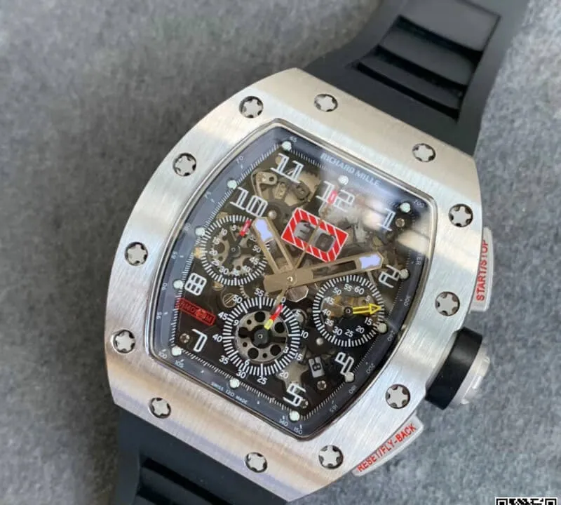 Richard Mille RM011 KV Factory 1:1 Best Edition Replica Watch Black Strap