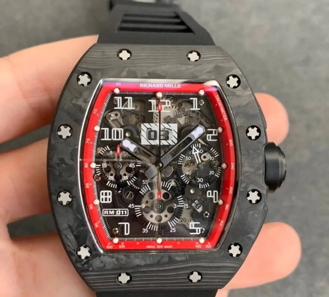 Richard Mille RM011 KV Factory 1:1 Best Edition Replica Watch Carbon Fiber Case