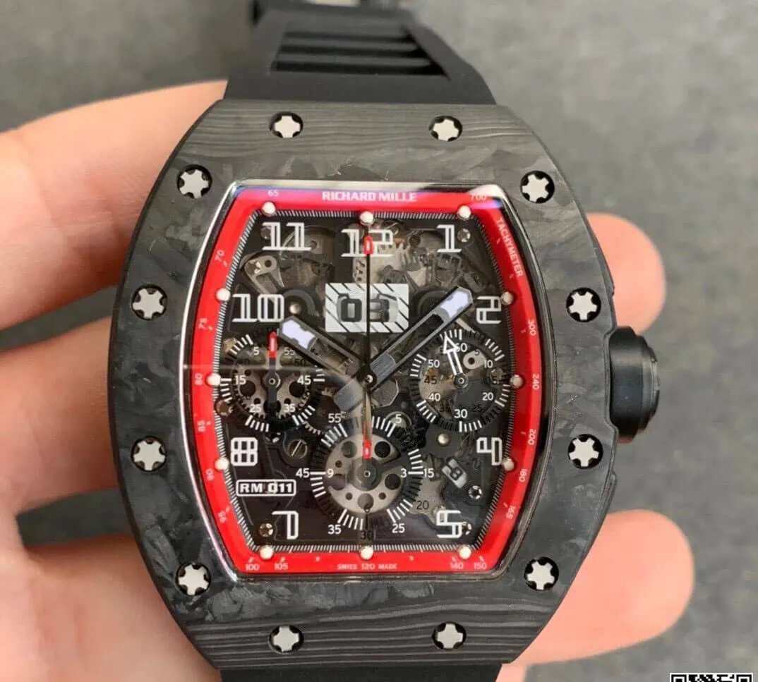 Richard Mille RM011 KV Factory 1:1 Best Edition Replica Watch Carbon Fiber Case