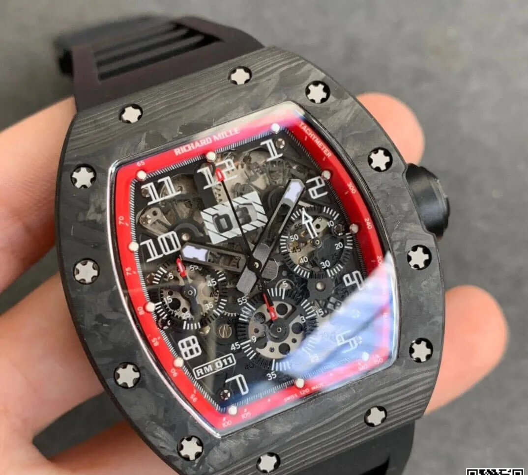 Richard Mille RM011 KV Factory 1:1 Best Edition Replica Watch Carbon Fiber Case